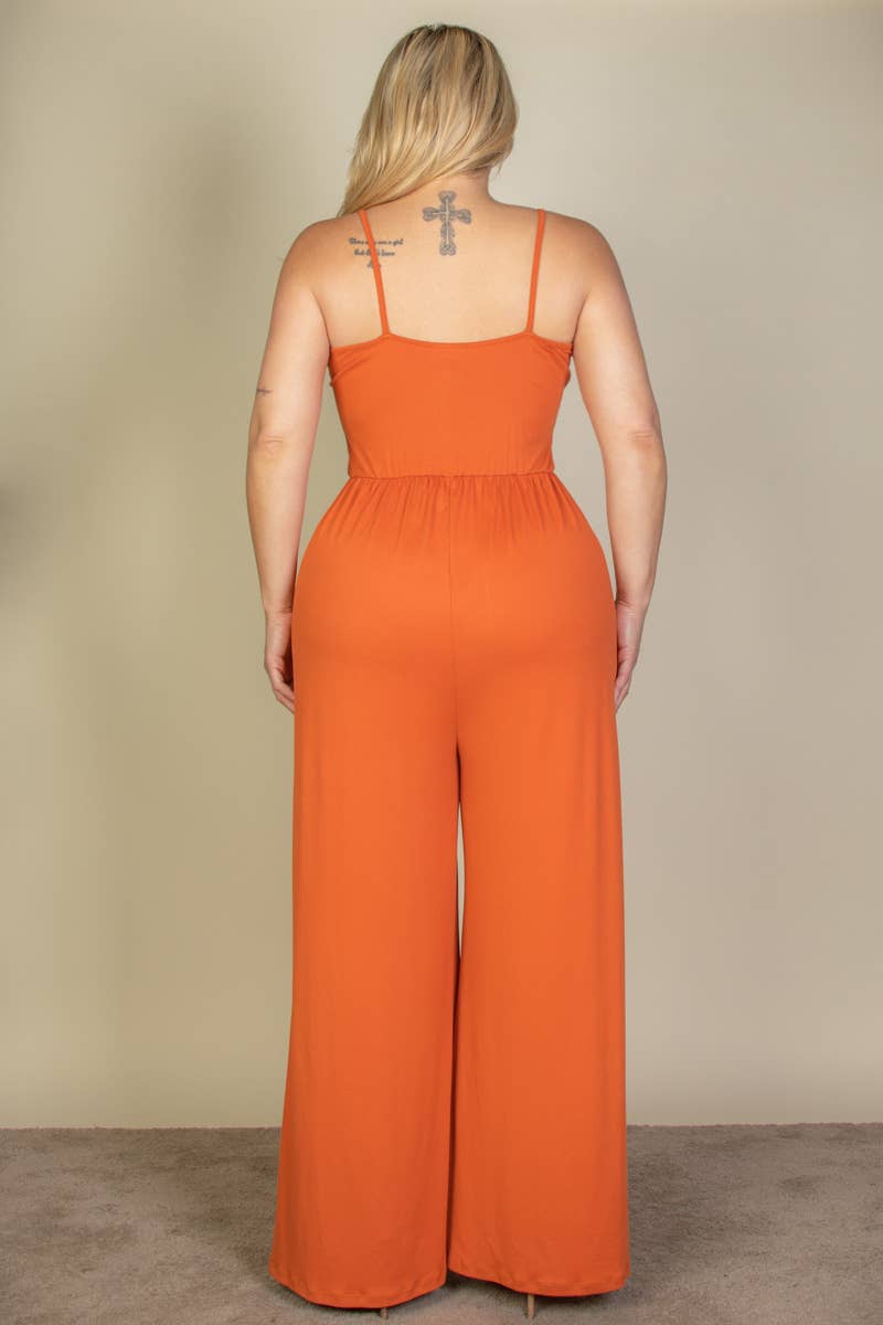 CAPELLA APPAREL - Wholesale Jumpsuit - Dames - Jumpsuit met wijde pijpen en knopen voor dames in grote maten5