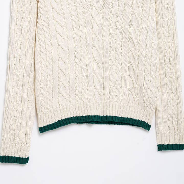 BEIGE V-neck fashion all-in-one eight-strand sweater for wholesale on Faire3