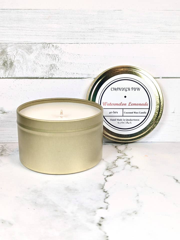 Watermelon Lemonade 6.5 Oz Tin Candle for wholesale by Chandler Fow