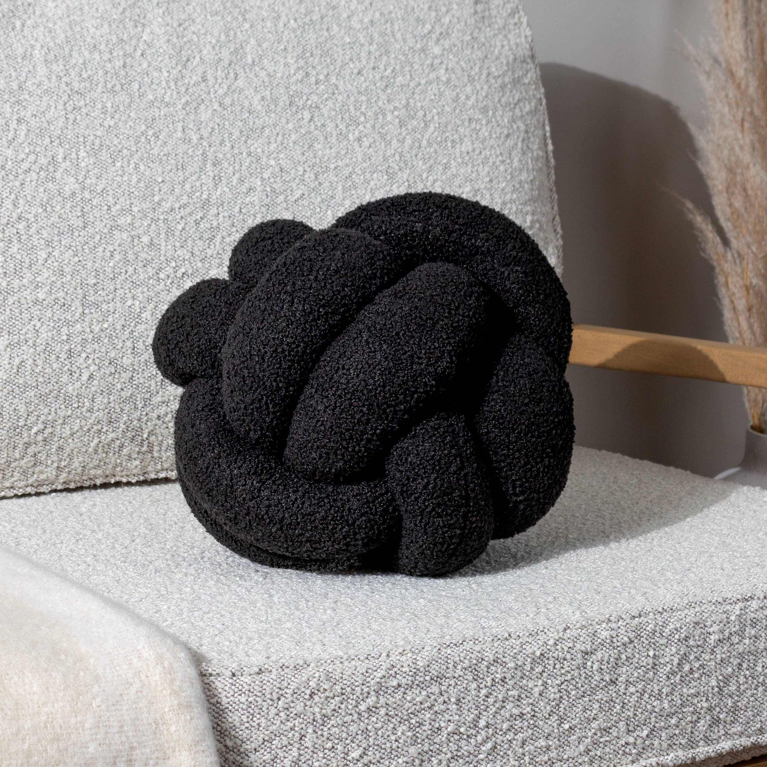 Boucle Knot Fleece Cushion Black for wholesale on Faire0
