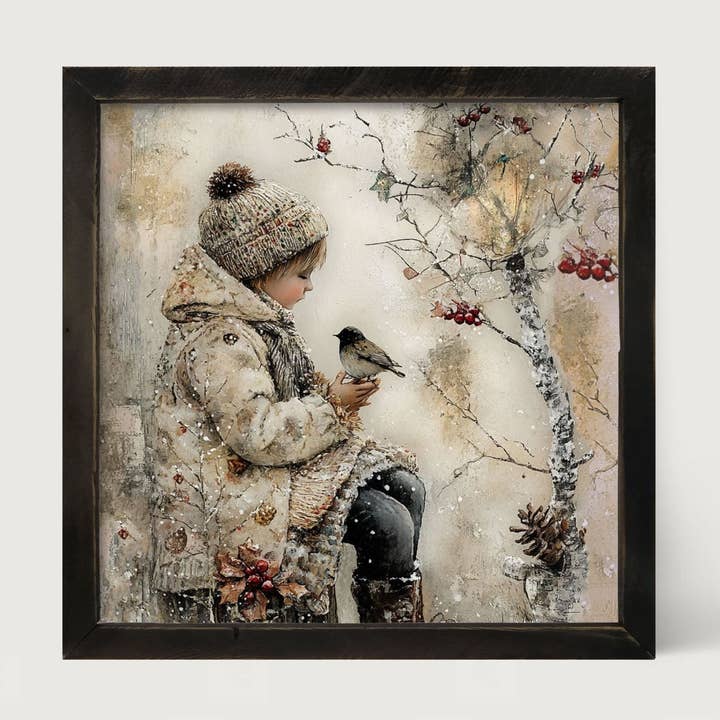 Winter Girl with bird for wholesale by ginger blue
