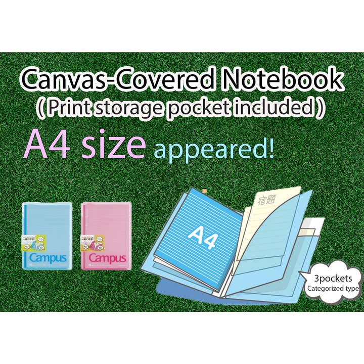 KOKUYO CAMPUS COVER NOTEBOOK WITH PRINT STORAGE POCKET for wholesale by Hakubundo
