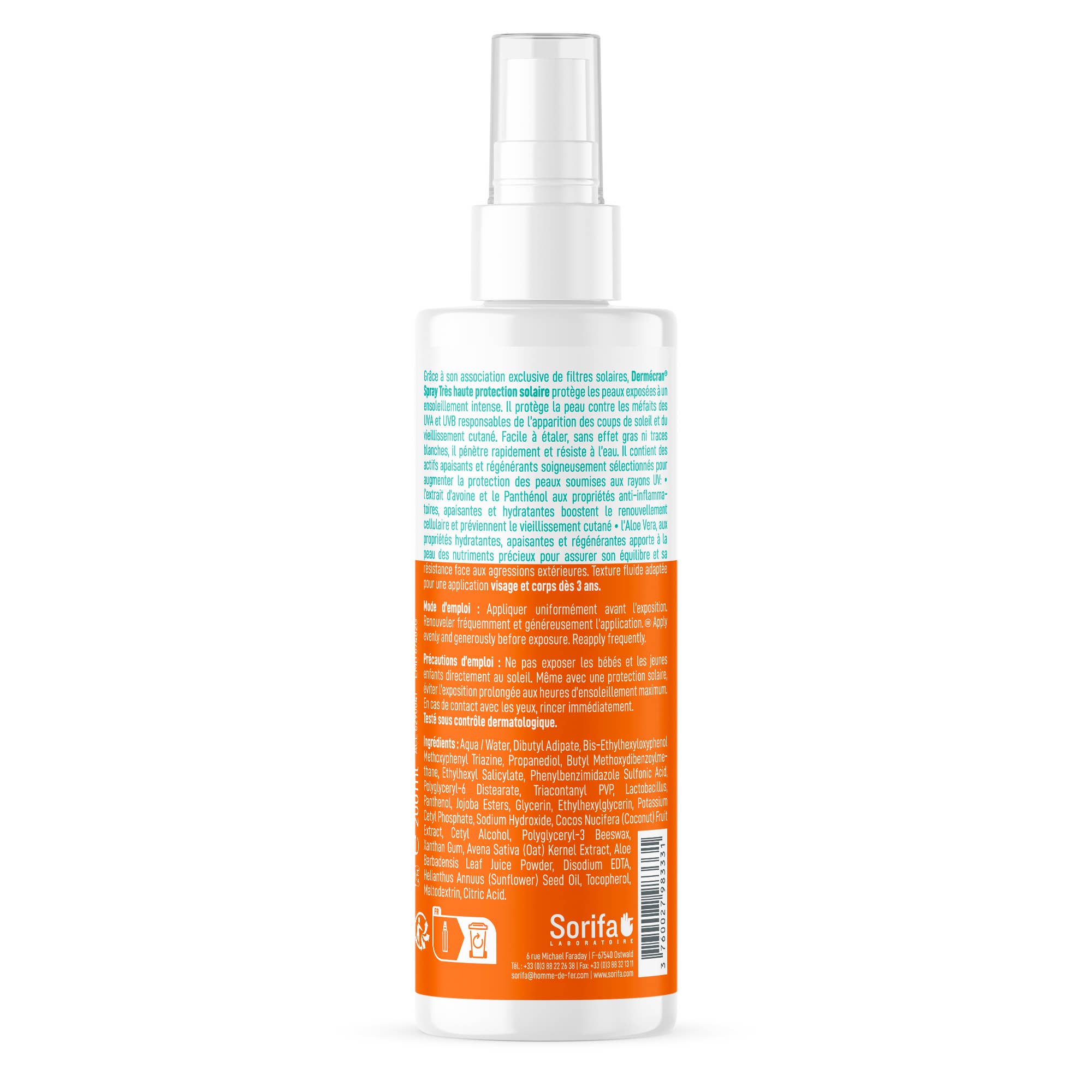Laboratoire de l'Homme de Fer - SORIFA - Wholesale Sunscreen - Derm® Very High Sun Protection SPF 50+ Spray 200 ml1