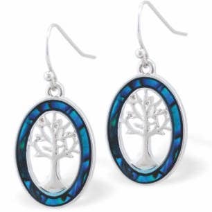 Byzantium Collection Ltd – wholesale Dangle earrings – Natural Paua Shell Oval Framed Tree of Life Drop Earrings0