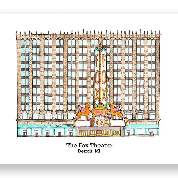 Fox Theatre Print for wholesale by Jodi Lynn's Emporium of Doodles