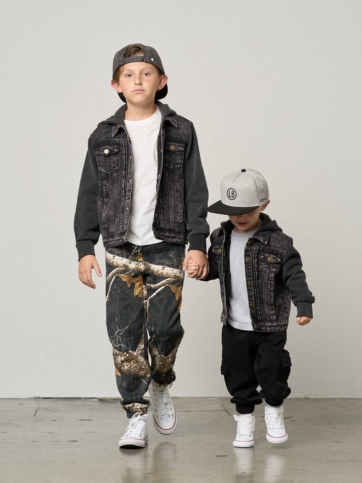 Little Bipsy - Wholesale Denim Jacket - Kids - Washed Hooded Denim Jacket - Black7