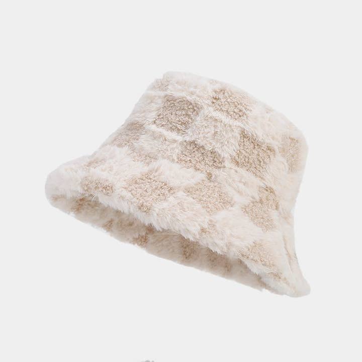 Dipped Shop – wholesale Bucket hat – Women's – Winter Fuzzy Trendy Plaid Thick Warm Bucket Hat DP25G7467