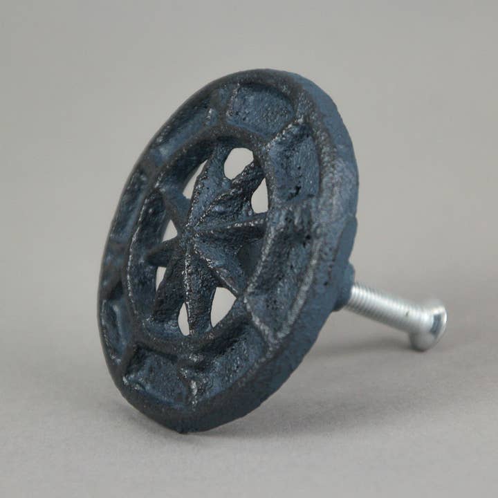 Zeckos - Wholesale Knob/Pull - Set of 12 Dark Blue Cast Iron Compass Rose Drawer Pulls