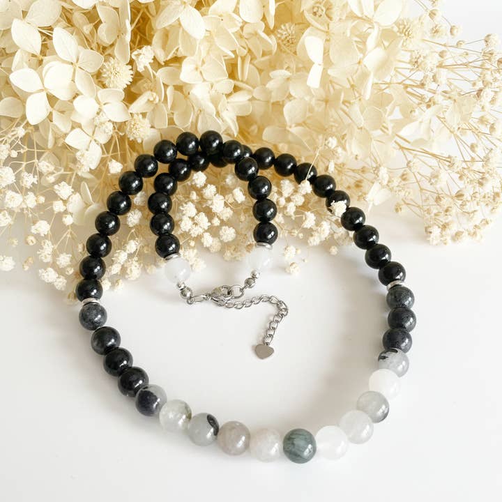 Tourmalinated Quartz and Tourmaline Stone Necklace for wholesale by Produtos Namasté