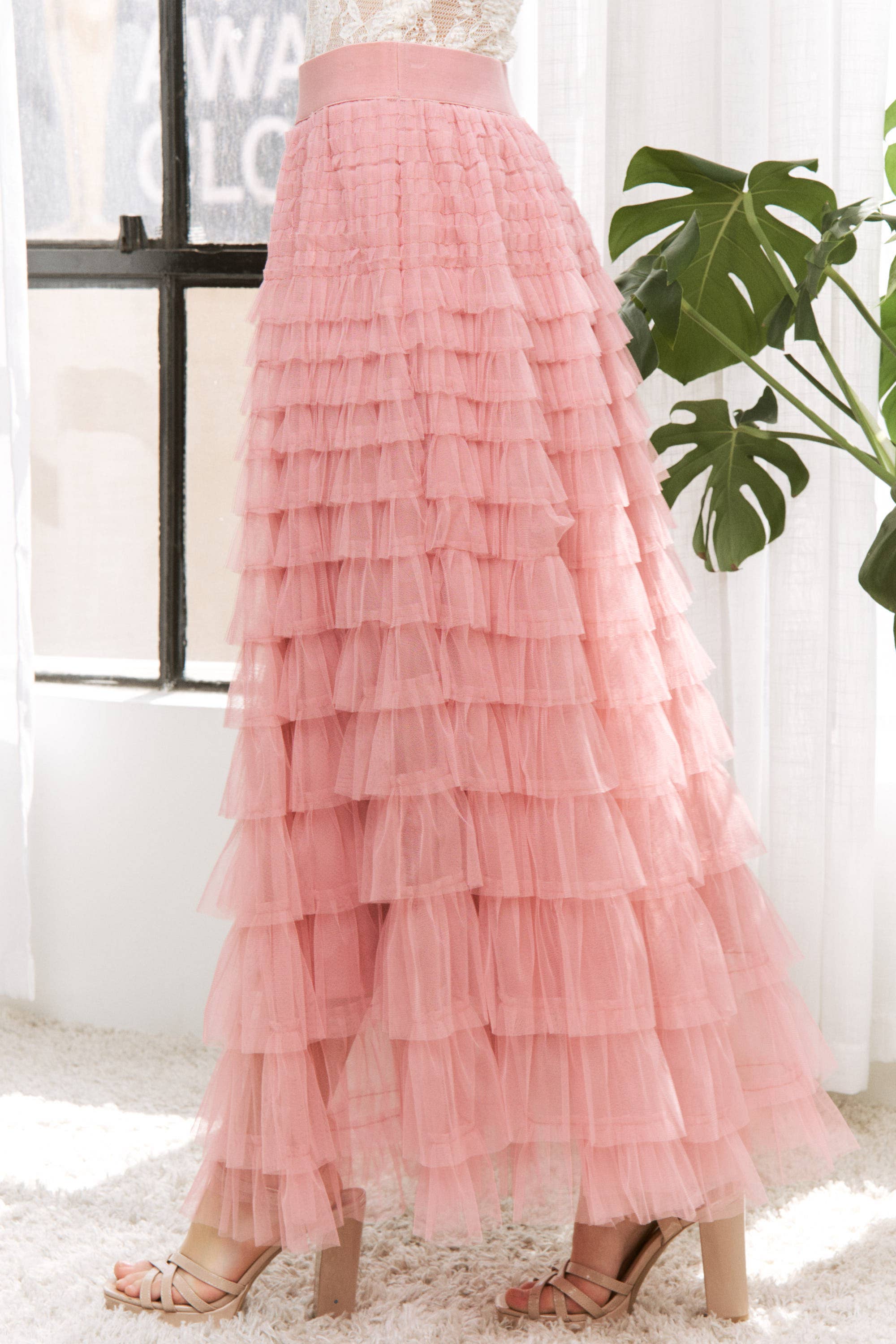 Sweet Generis - Wholesale Skirt - Women's - CASCADING TULLE MESH TIERED MAX SKIRT30