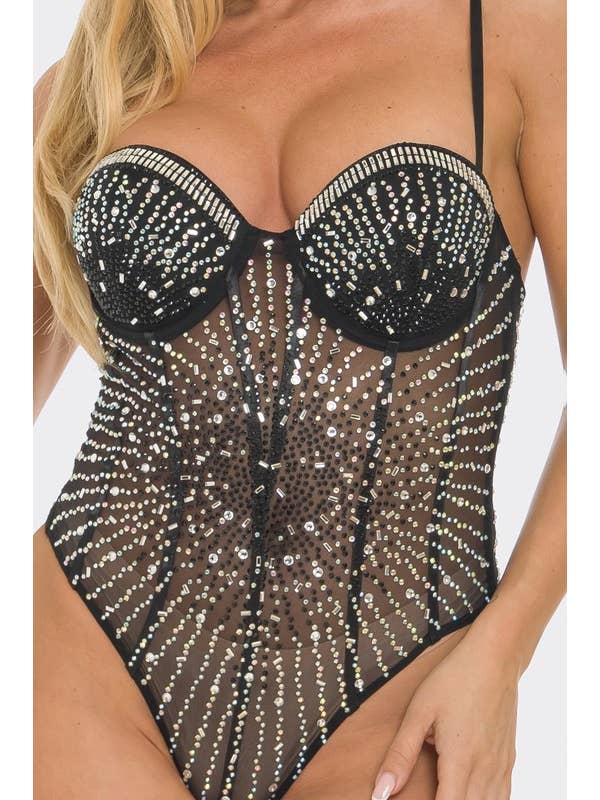 BANJUL - Wholesale Bodysuit - Women's - BCCBS62760 Rhinestone Embelllished Bodysuit5