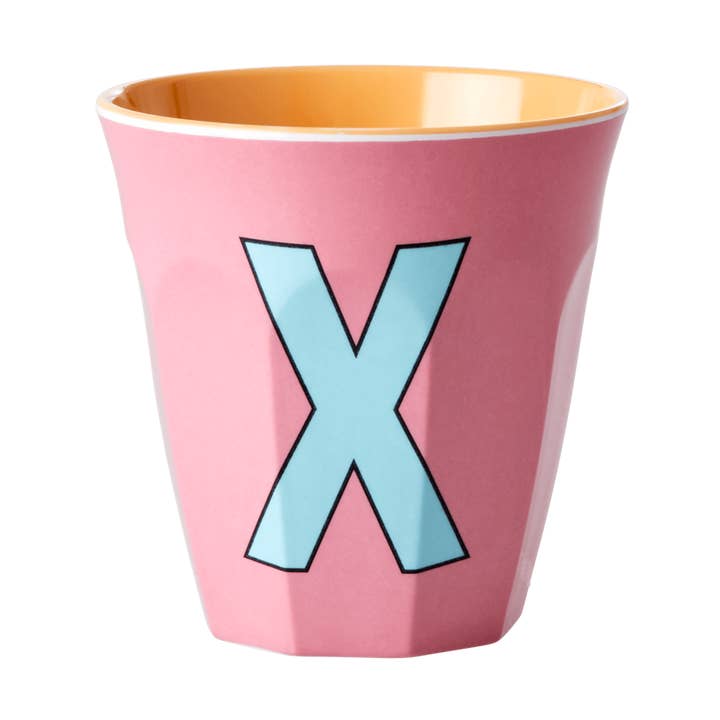 Cup Medium with Alphabet in Pinkish Colors Letter X for wholesale by RicebyRice