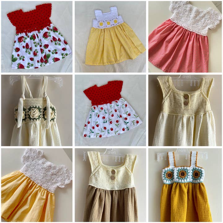 vestido de bebé de tela de punto, vestido de verano de bebé tejido a mano para venta al por mayor de youngpee