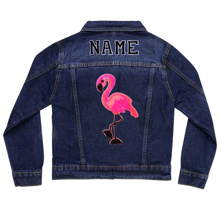 Pinke Flamingo Jeansjacke für den Großhandel von Cat in the Hood