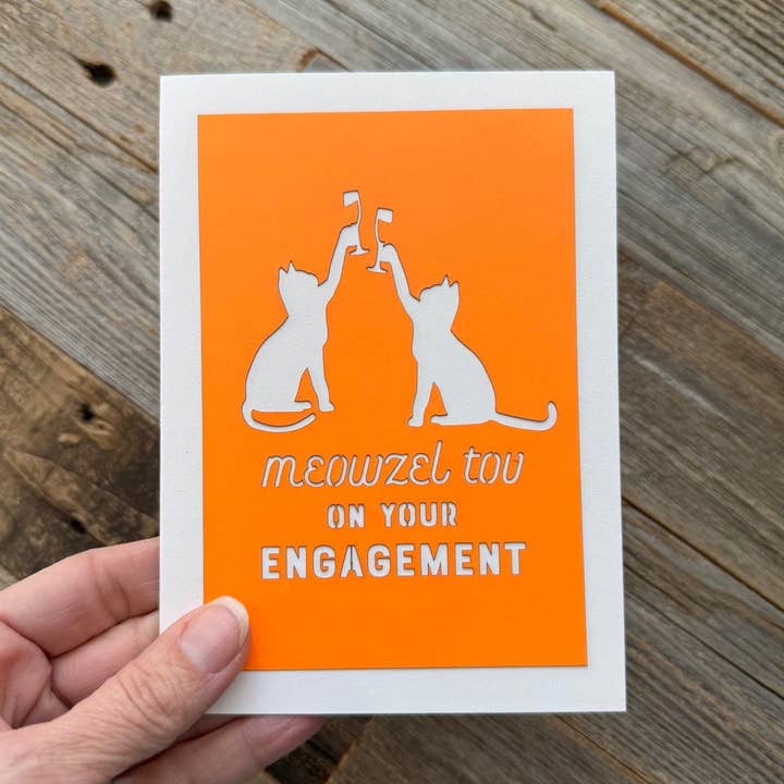 Mazel Tov Engagement Card, Cat Engagement Card for wholesale by Louise Lauret
