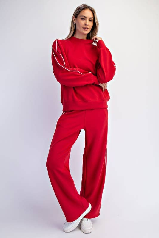 Sunday Morning - Vendita all'ingrosso Felpa - Donna - T540037-Top a Collo Alto in Modal Scuba con Due Righe a Contrasto14