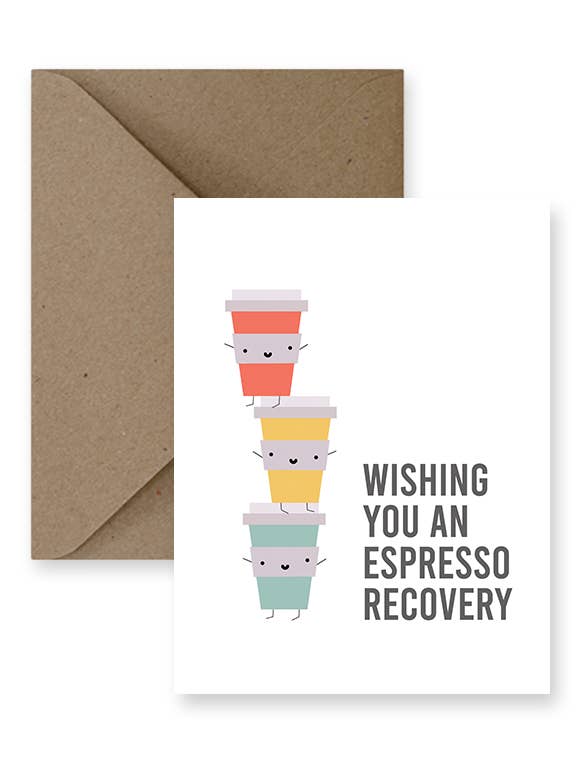 Ønsker du en Espresso Recovery lykønskningskort for engroshandel hos IMPAPER