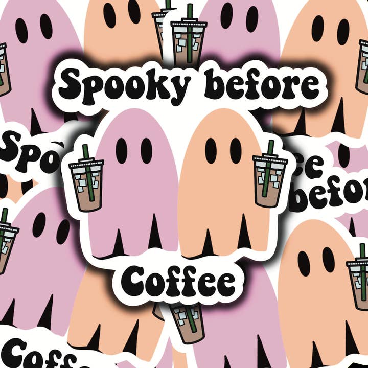 Ghost With Iced Coffee Sticker for wholesale by S and S Stickers