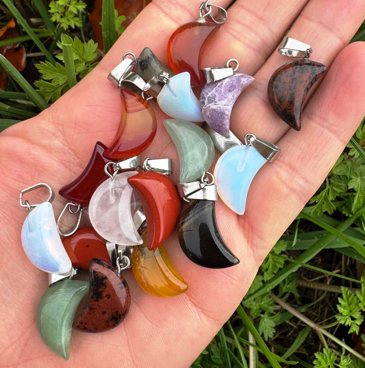 Elf Kendal Hippies – wholesale Individual charm/pendant – moon gemstone pendant 2cm moon necklace 0.8 inch moon charm3
