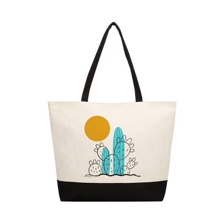 Minimal Cactus Zippered Every Day Bag for wholesale by Squidly Designs