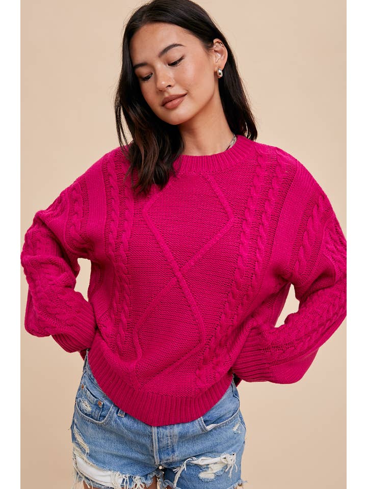 In Loom - Wholesale Knit Sweater - Women's - CABLE KNIT SWEATER