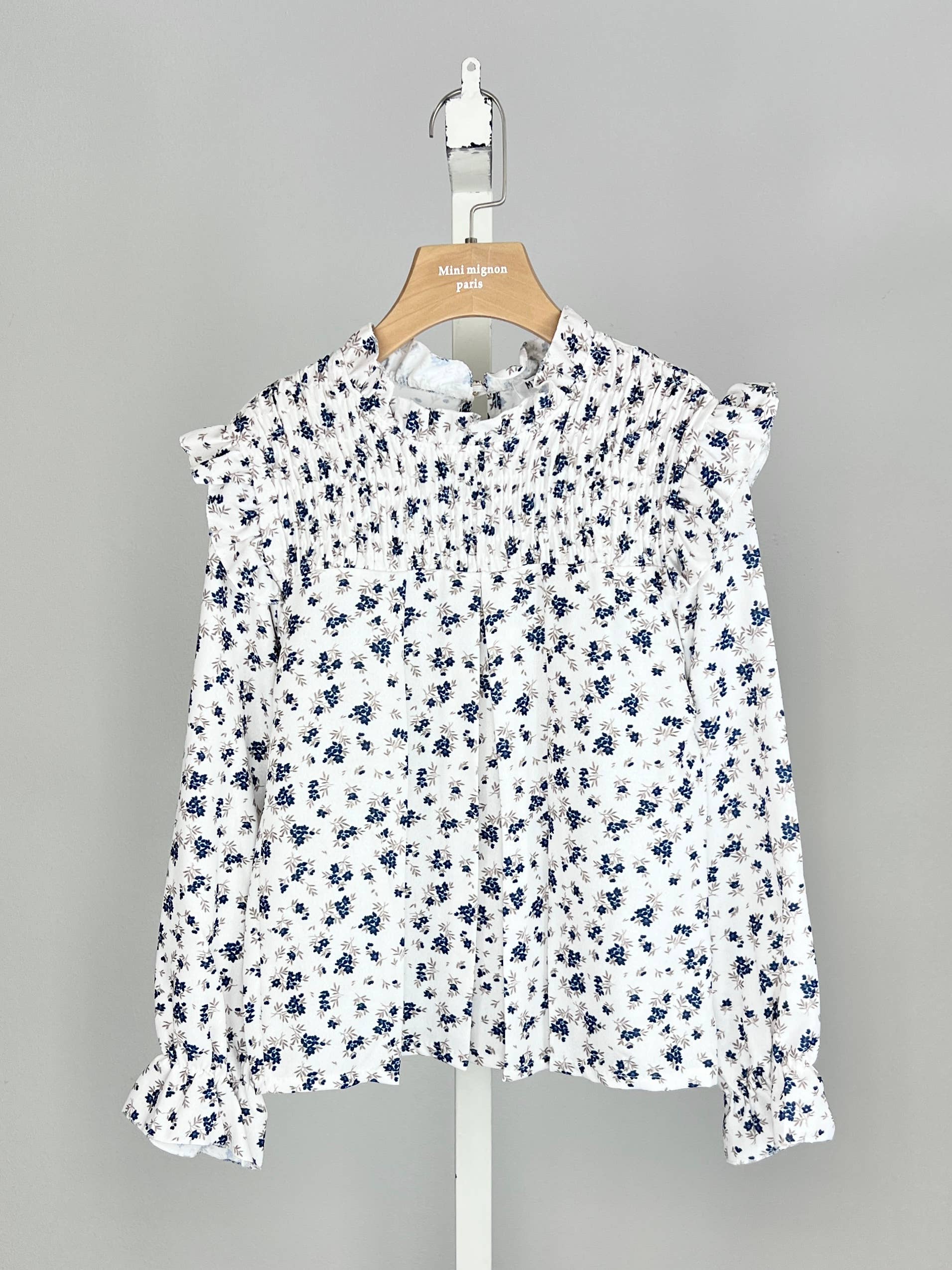 MINI MIGNON PARIS - Vente Chemise – enfant - Top fleuri à volants et manches longues5