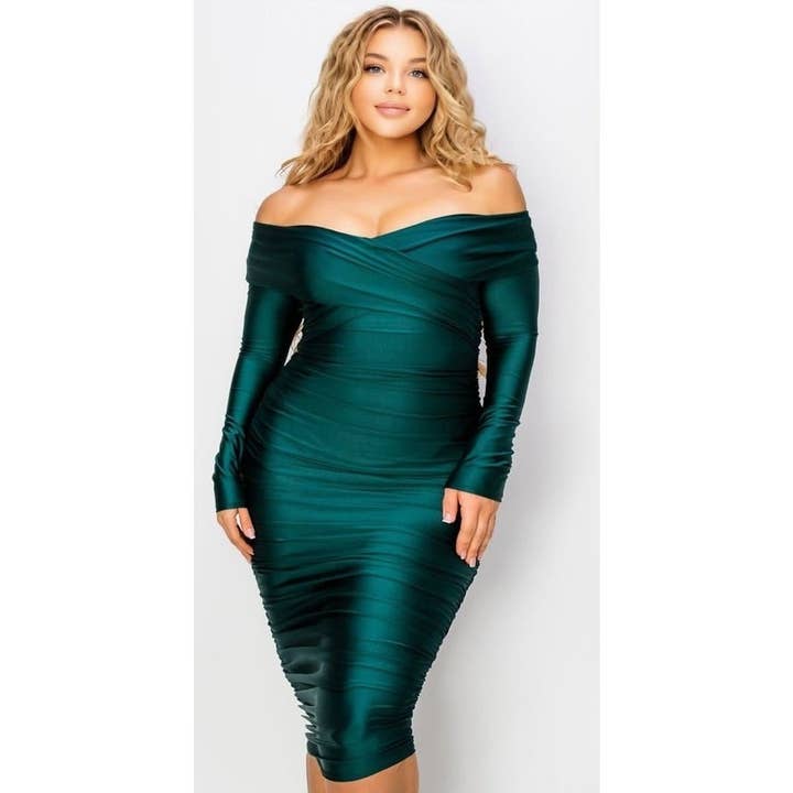 Black Pearl Clothing - Wholesale Dress - Women's - PLUS-SIZE OFF-SHOULDER GLAM DRESS