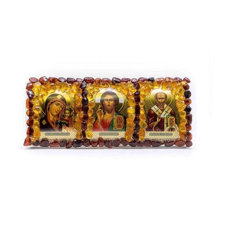 Amber Car Triptych Icon – Handmade in Brooklyn, NY by KIZIMA for wholesale by KIZIMA