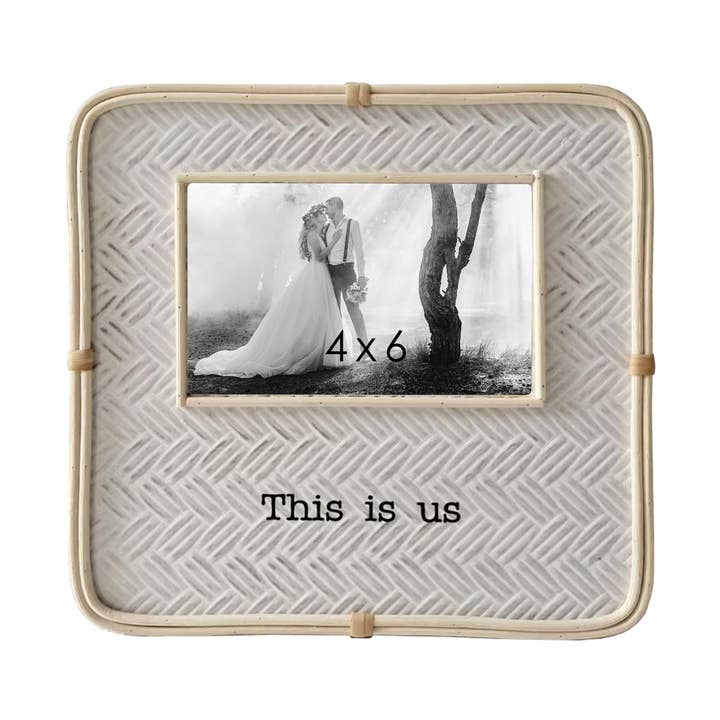 Wood 9.5" White This is Us 4x6 Rounded Corners Photo Frame for wholesale by VIP Home & Garden