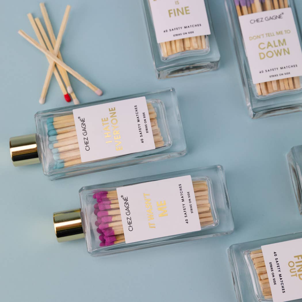 Chez Gagné – Großhandel Streichhölzer – Ich hasse alle - Sicherheitsstreichhölzer aus Glasflasche - Aqua2