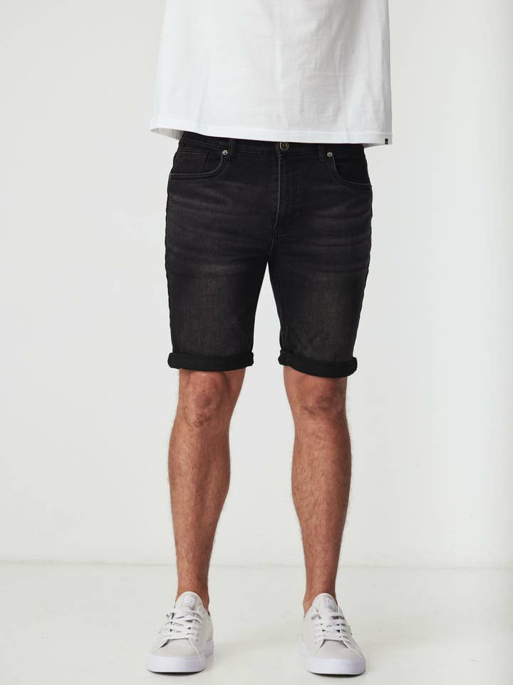 Perth Black Denim Short for wholesale by BLKWD APPAREL