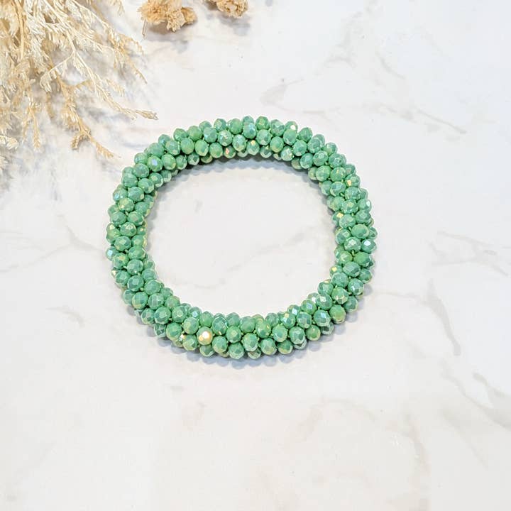 LOLO & YAYA - Wholesale Schakelarmband - Kristaleffect armband in groentint4