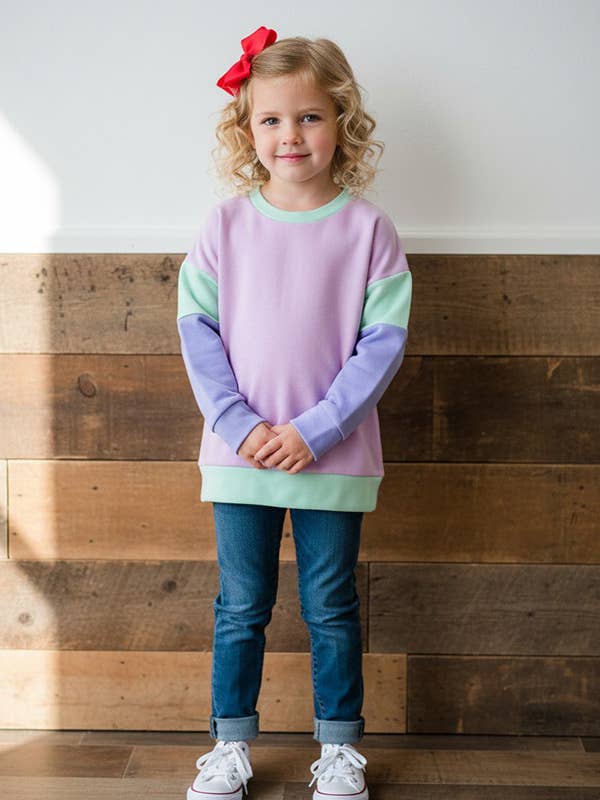 Pink & Lime green & lavender girls sweatshirt BQ2419 for wholesale by luluclothes