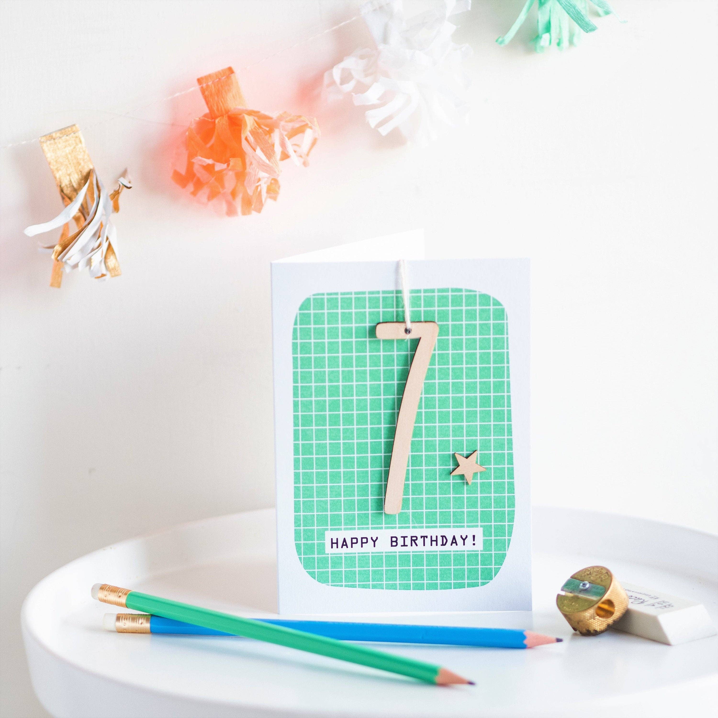 Daisycat – wholesale Birthday card – Age 7 Birthday Card - 7th Birthday1