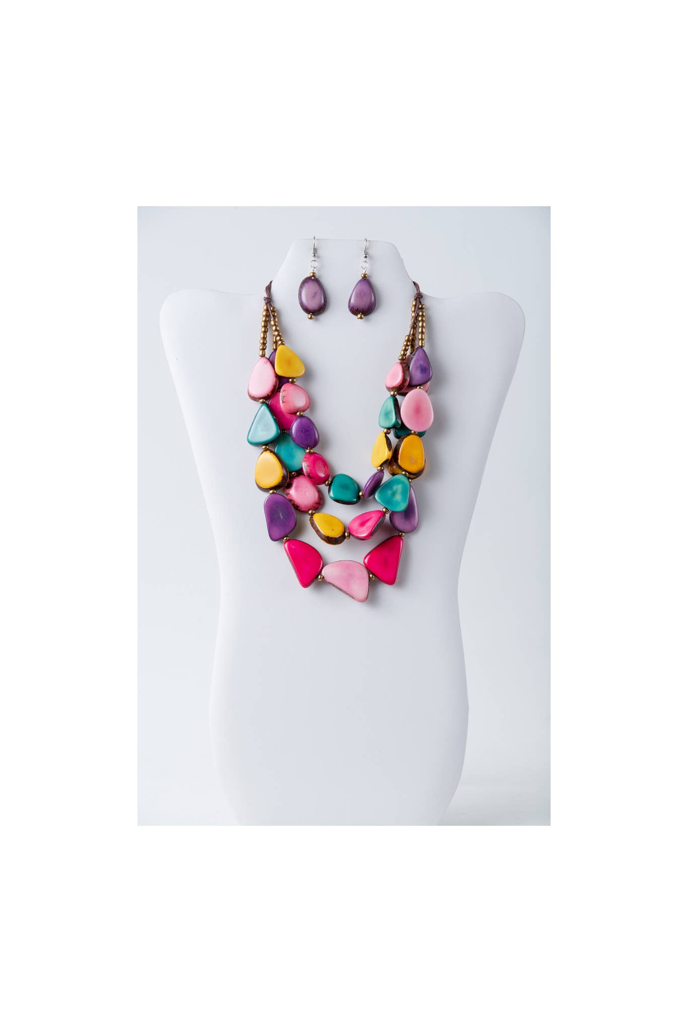 TaguArtsy – wholesale Smycken – Zaley Three Stranded Organic Tagua halsband och örhängen16