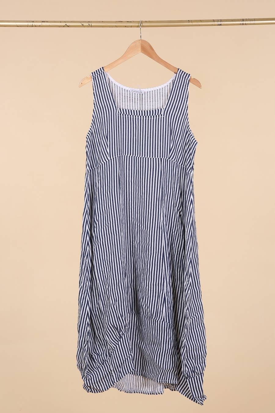 la maison des fibres naturelles - Wholesale Dress - Women's - Sleeveless striped dress 6223stripe 100%LINEN3