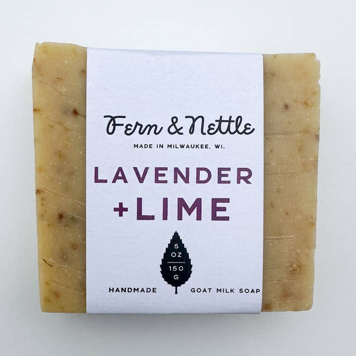 Lavender + Lime Goat Milk Soap for wholesale by Fern and Nettle