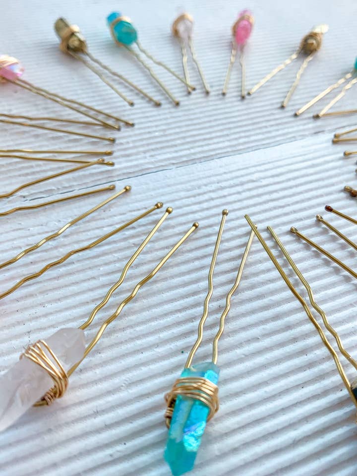 Épingle à cheveux en cristal | Accessoire pour cheveux en cristal brut | Épingle à quartz pour la vente par Elise Marie DeSigns