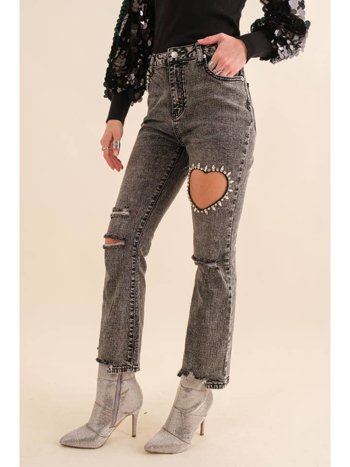 Blue B - Vendita all'ingrosso Jeans - Donna - 22300P - Jeans in denim elasticizzati con bottoni alla caviglia e bottoni a cuore13