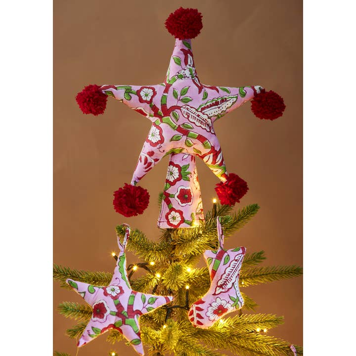 Namaste - Wholesale Tree Topper - Arana Block Print Star Tree Topper
