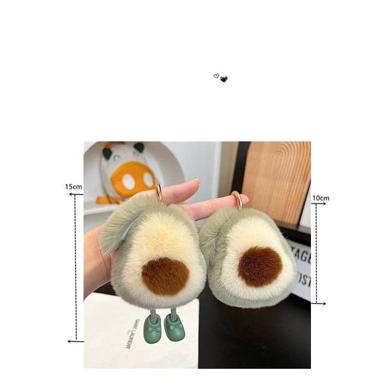 Plush Looks – wholesale Keychain – Women's – Rex Rabbit Fur Cute Fluffy Avocado Keychain8