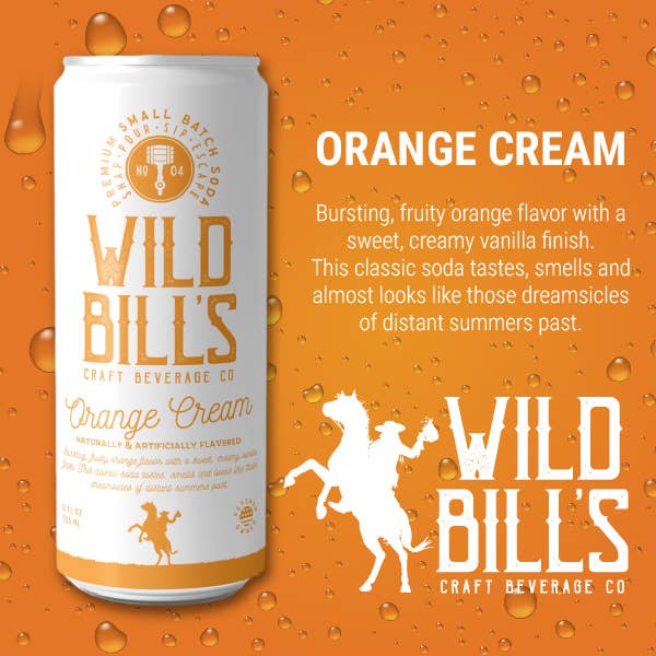 Wild Bill’s Craft Beverage Co. - Wholesale Soda/Carbonated Drink - Orange Cream - Premium Cane Sugar Soda, 12-Pack, Cans4