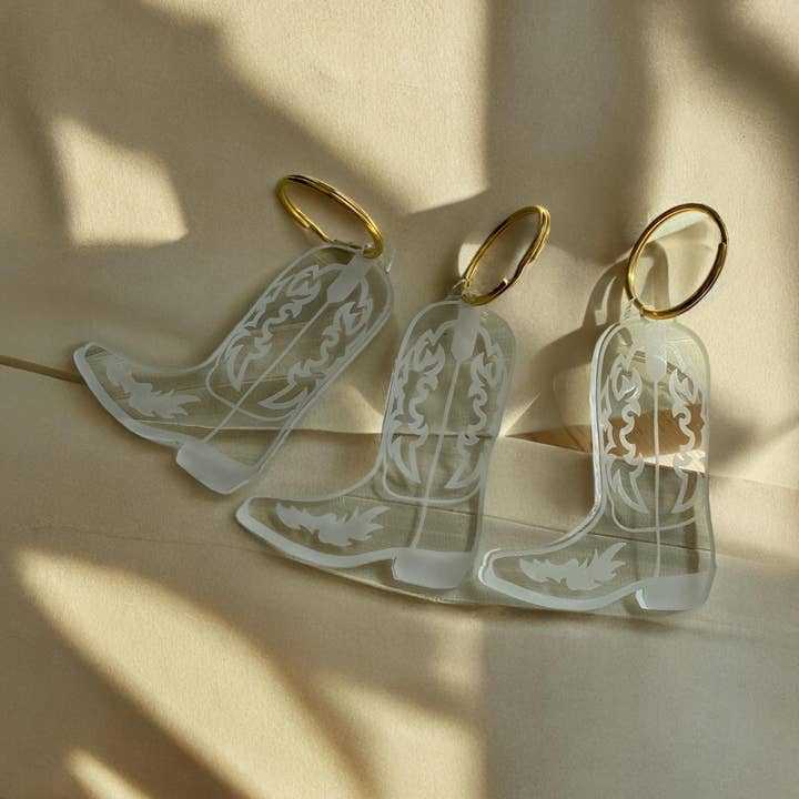 Grote bestelling van 100 cowboylaars-sleutelhangers voor wholesale door GoneWestDesigns
