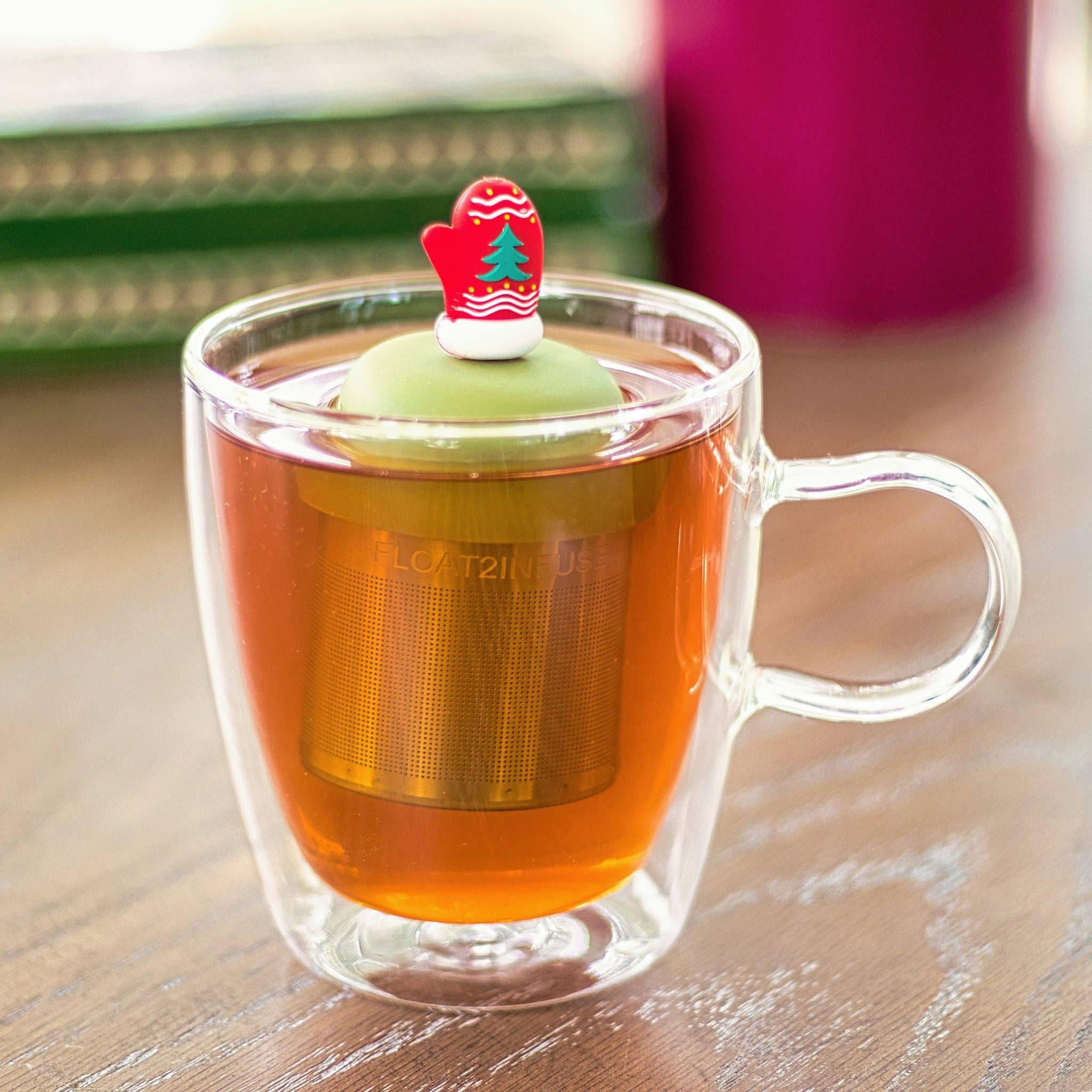 Float2infuse Tea Infuser - Wholesale Tea Strainer/Infuser - Christmas Tree Mitten | Floating Tea Steeper | Green Base2