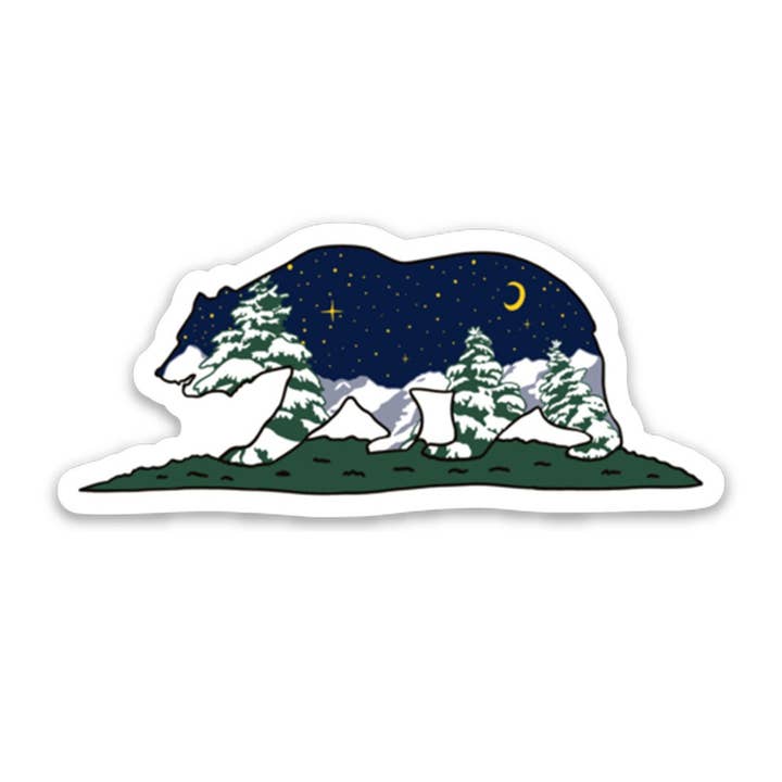 Autocollant artistique d'ours grizzli de Californie - 4" pour la vente par Nurelle Creations