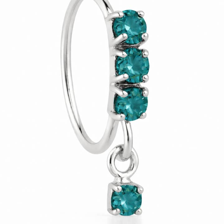 Anillo de Nariz Colgante Grueso de Plata con Tres Piedras en Color Verde Azulado para Nariz Perforada para venta al por mayor de Ava’s Accessory Box