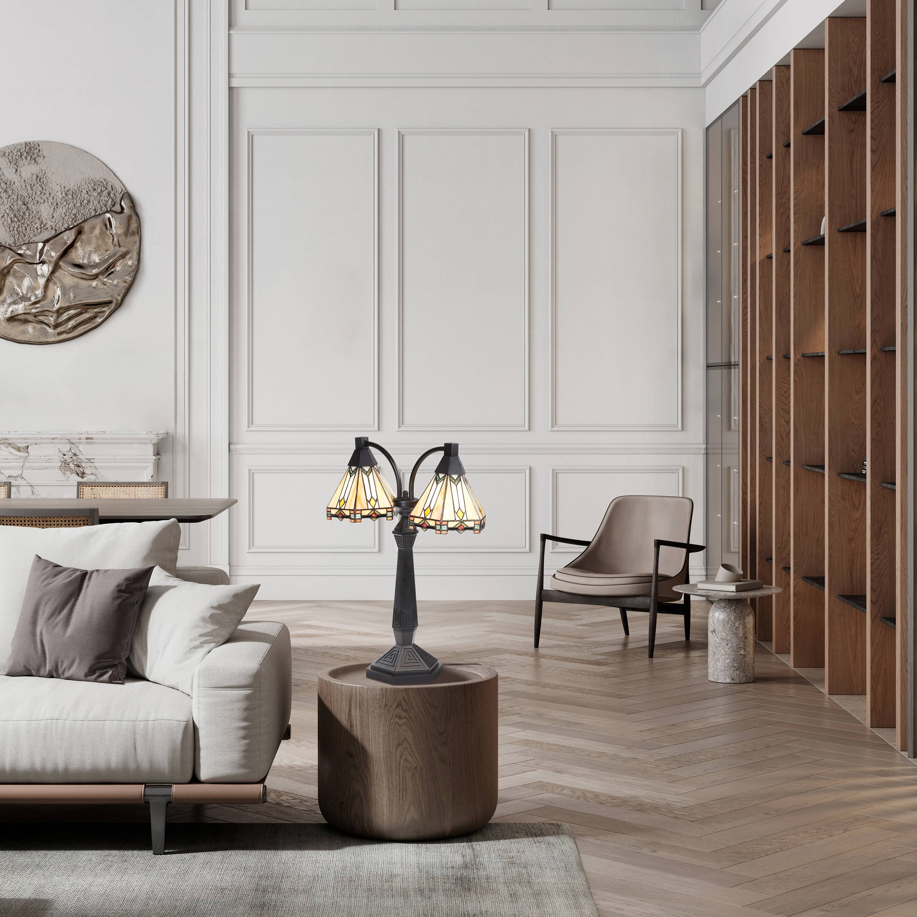 River of Goods - Vente Lampes d'appoint/de bureau - Lampe de table en verre teinté style Prairie Bryant de 21''H4