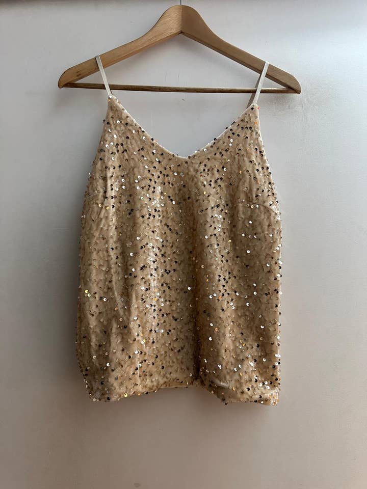 10466T Stropbluse i fløjl med pailletter for engroshandel hos LORIANE