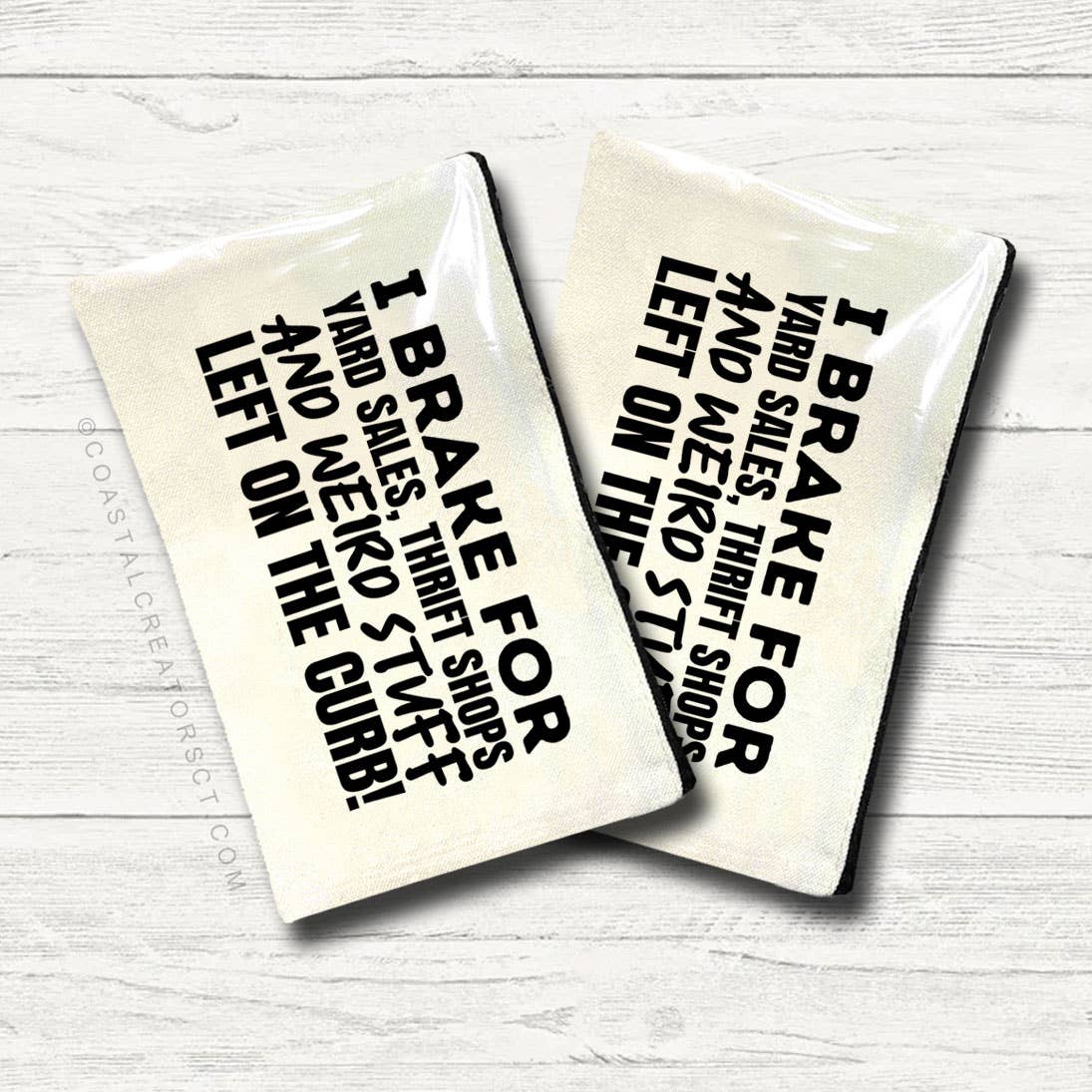 Coastal Creators of Connecticut - Wholesale Pouch - Women's - I Brake for Weird Stuff on Curb Multi-Use Canvas Zipper Bag3