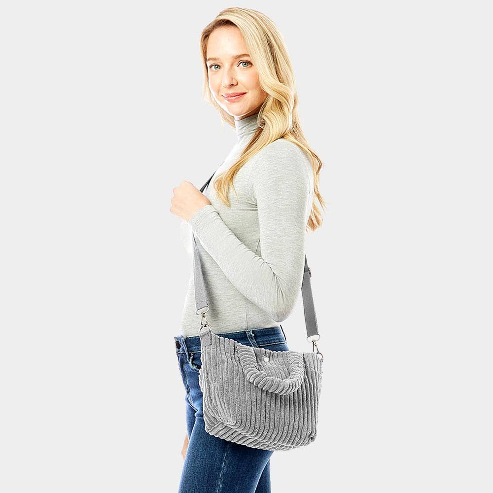 Sensibling Corp. - Wholesale Tote Bag - Women's - Wide Wale Corduroy Tote / Crossbody Bag
4